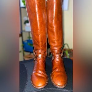Tory Burch, brown leather futon riding boots, size 6 1/2 medium